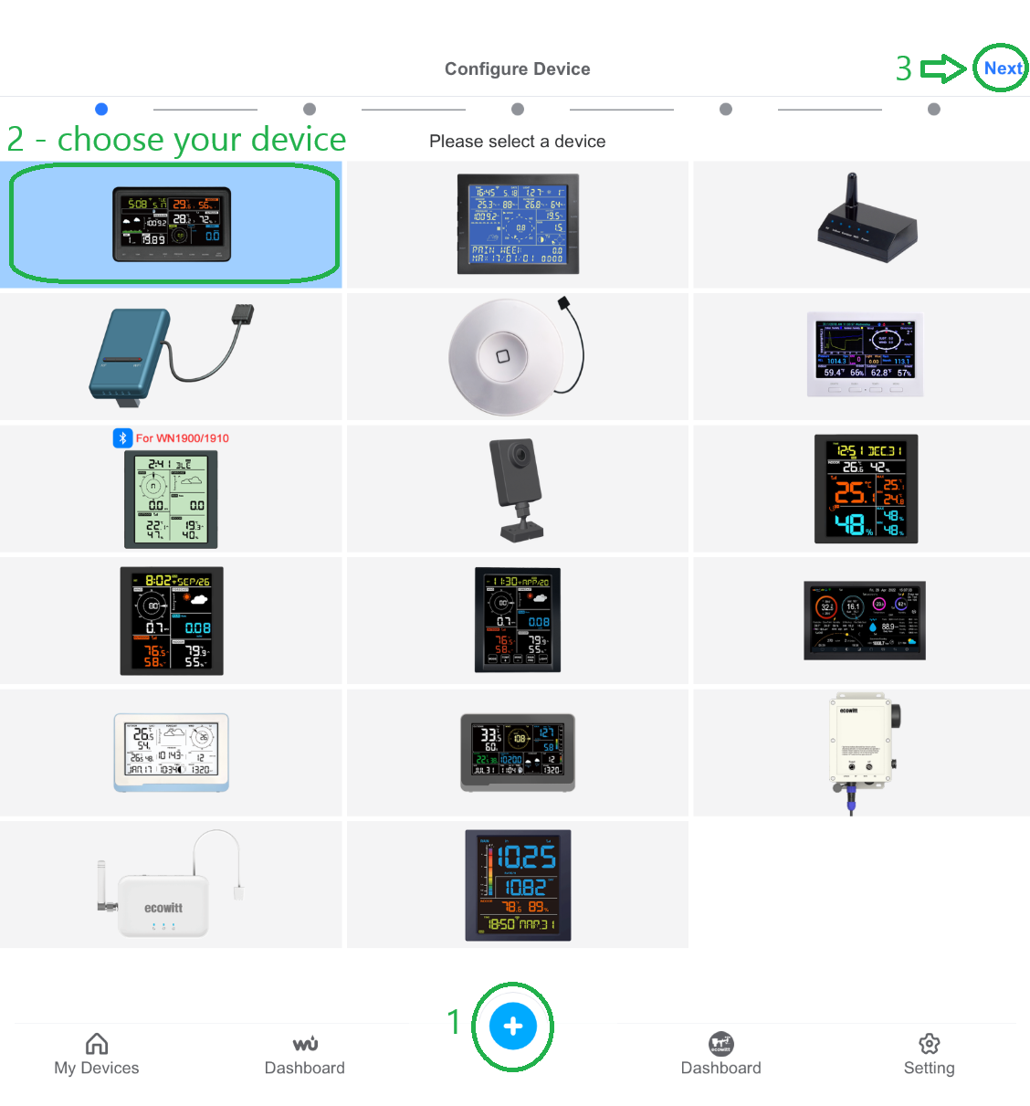 WSView Plus add device stap 1